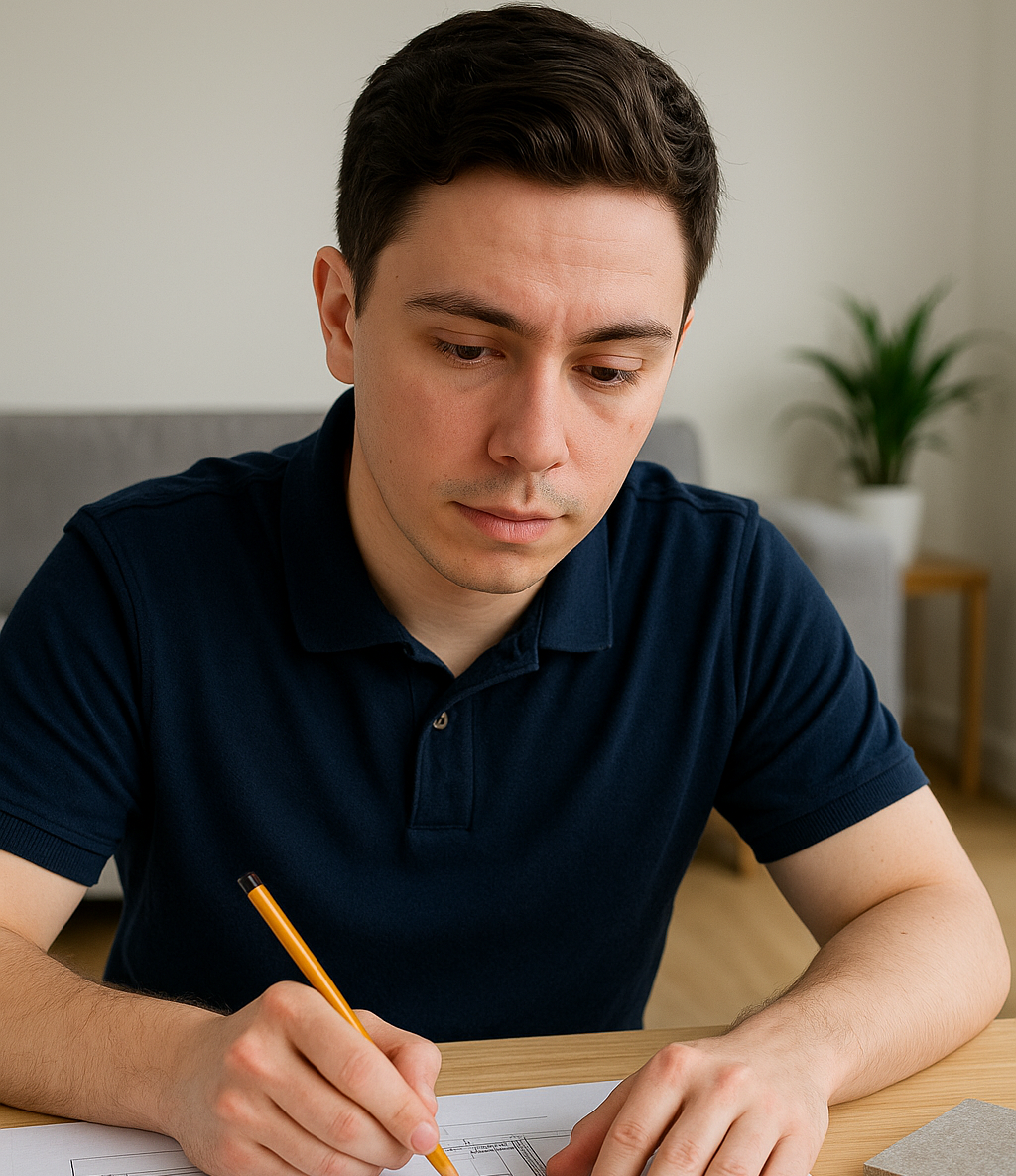 a man focusing on his plans
